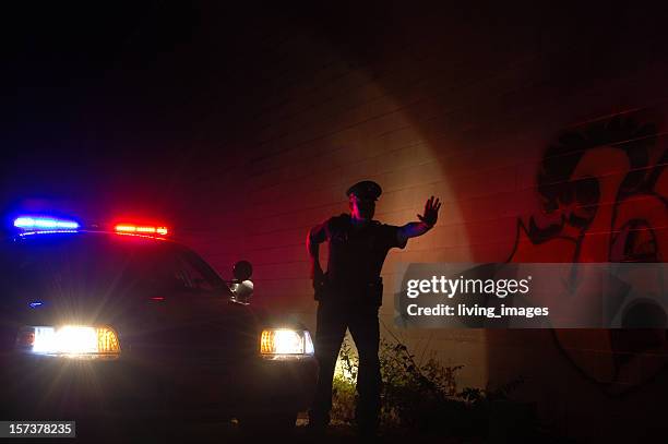 detener. - police car light fotografías e imágenes de stock