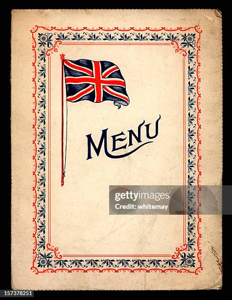 victorian/edwardian menu card - grunge union jack stock pictures, royalty-free photos & images