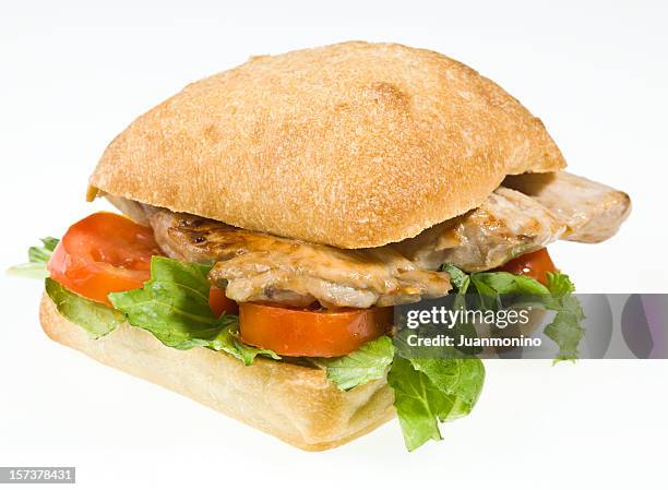 pechuga de pollo con queso emmental sándwich - ciabatta fotografías e imágenes de stock