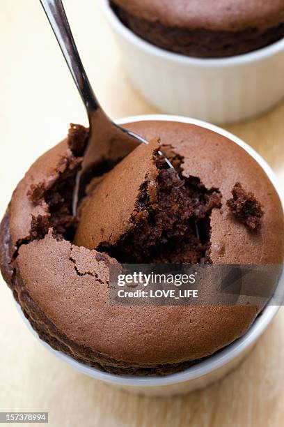 chocolate souffle - souffle stock pictures, royalty-free photos & images