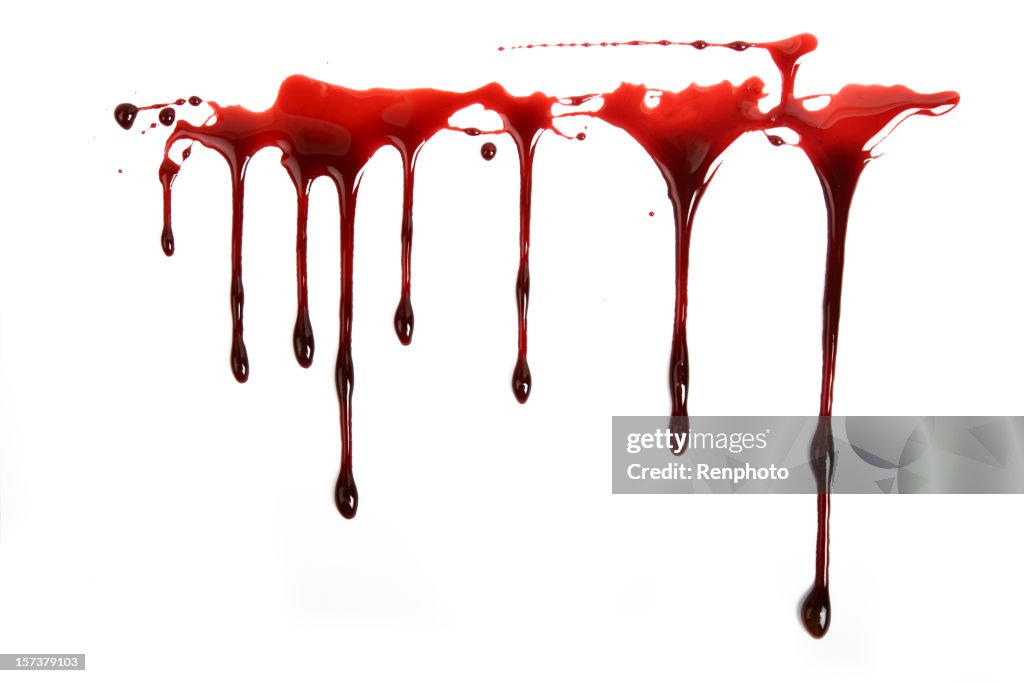 Realistic Blood Dripping on White Background