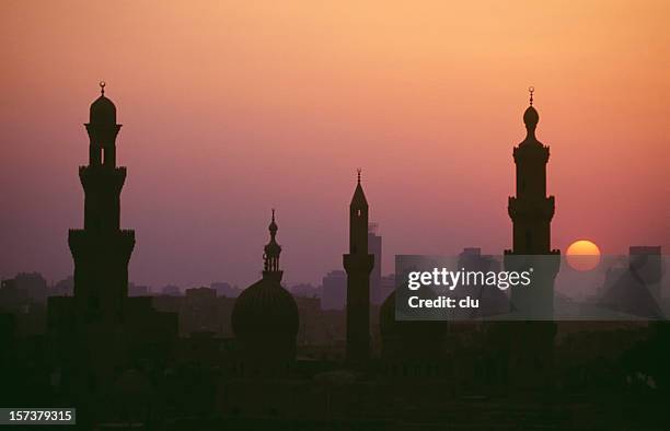 cairo sunset - caïro stockfoto's en -beelden