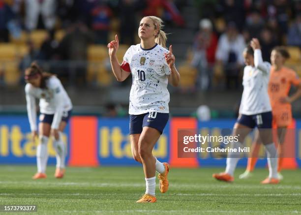 Lindsey Horan of USA celebrates scoring her teams first goal during the FIFA Women's World Cup Australia & New Zealand 2023 Group E match between USA...