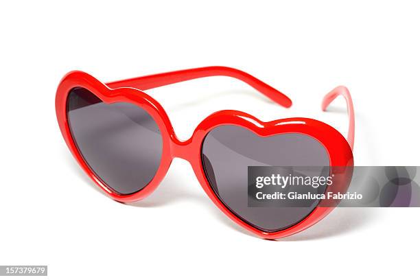vintage heart shaped sunglasses - sunglasses isolated stockfoto's en -beelden