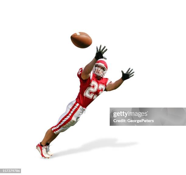 sideline catch with clipping path - catching football stock pictures, royalty-free photos & images