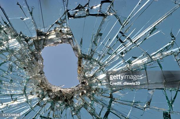 shattered windshield - broken glass car stock pictures, royalty-free photos & images
