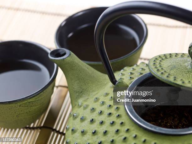 tea is ready - tetsubin teapot stock pictures, royalty-free photos & images