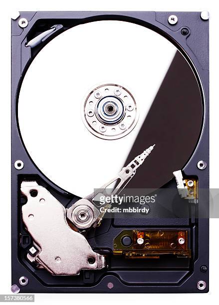 hard disk drive (clipping path), isolated on white background - hard drive stockfoto's en -beelden