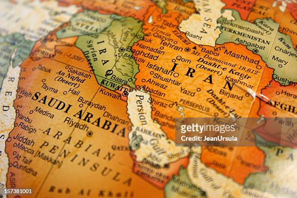 a photograph of a map of the middle east - west asia stock pictures, royalty-free photos & images