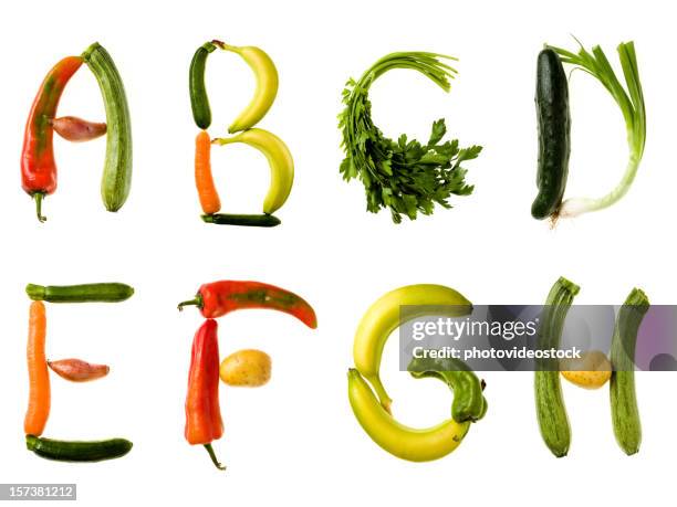 xxl healthy food alphabet - the alphabet stock pictures, royalty-free photos & images