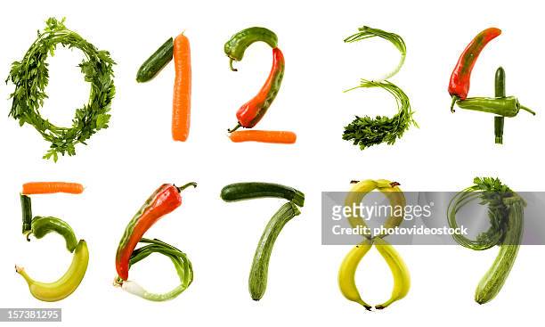 xxl gesunde speisen alphabet - number 9 stock-fotos und bilder