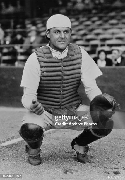 Portrait of Ed Madjeski , Catcher for the Philadelphia Athletics of the American League during the Major League Baseball season circa May 1935 at...