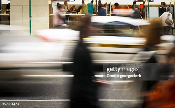 city shopper blur - australia taxi stock pictures, royalty-free photos & images