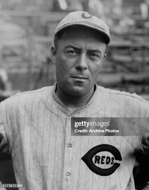 Portrait of George Burns , Outfielder for the Cincinnati Reds during the Major League Baseball National League game against the Brooklyn Robins (aka...