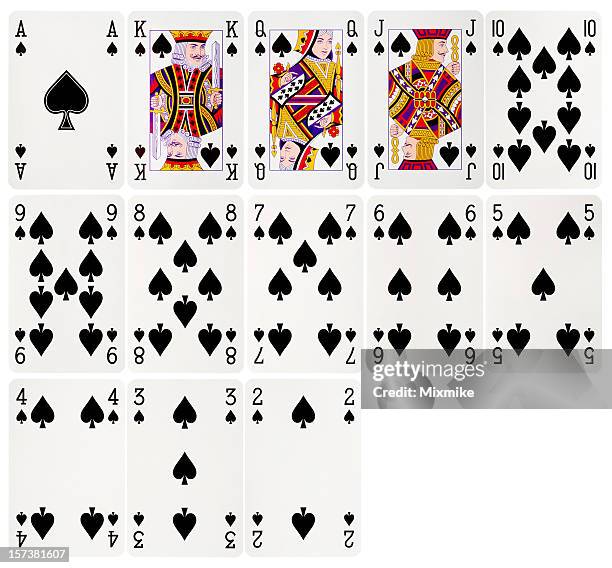 group of cards belonging to the spade suit - spade stock pictures, royalty-free photos & images