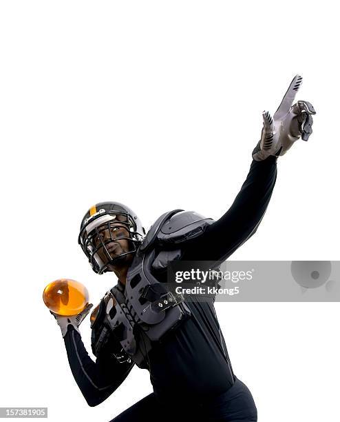 futuristic american football player ready to make a pass - rush american football stock pictures, royalty-free photos & images
