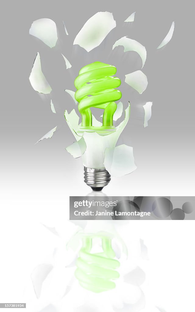 Exploding Light Bulb on gray