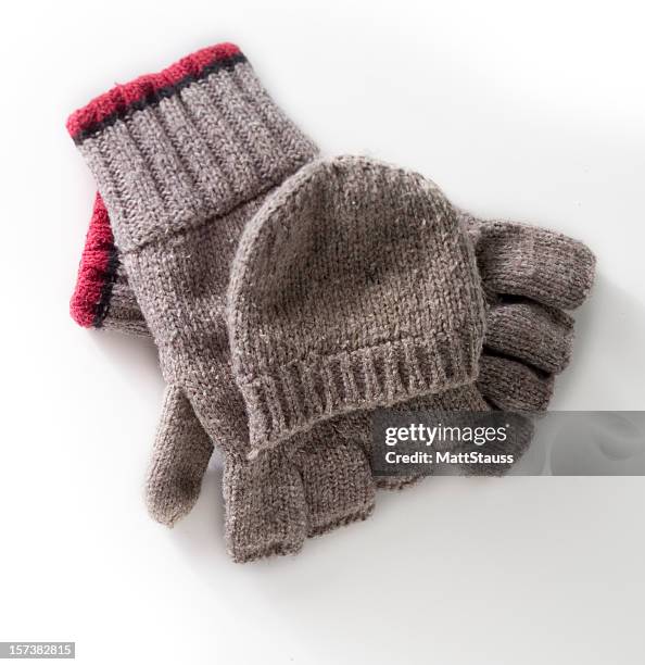 wool gloves on white - fingerless gloves 個照片及圖片檔