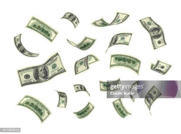 dinero (xxl) aislado - billete de cien dólares estadounidenses fotografías e imágenes de stock