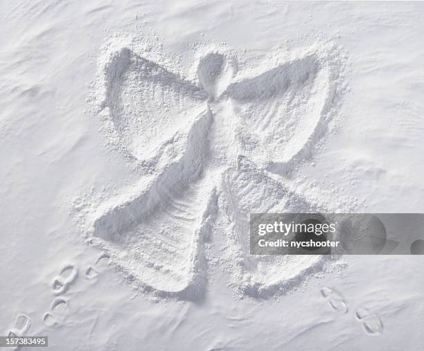 snow angel - snow directly above stock pictures, royalty-free photos & images