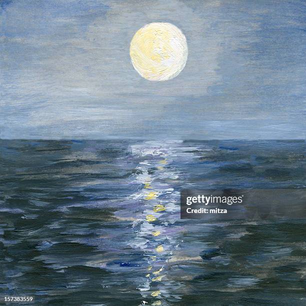 moonlight reflection in the sea - water reflection stock illustrations