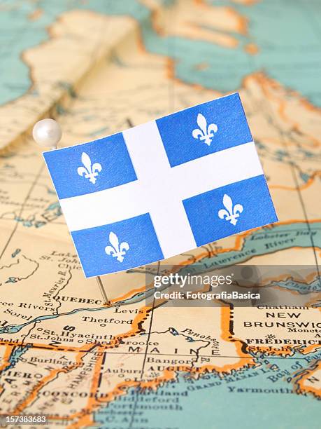 quebec - canada map flag stock pictures, royalty-free photos & images