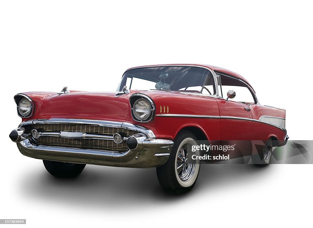 A Chevrolet Bel Air 1957 against a white background