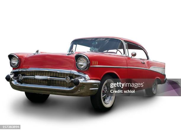 a chevrolet bel air 1957 against a white background - american culture stock pictures, royalty-free photos & images