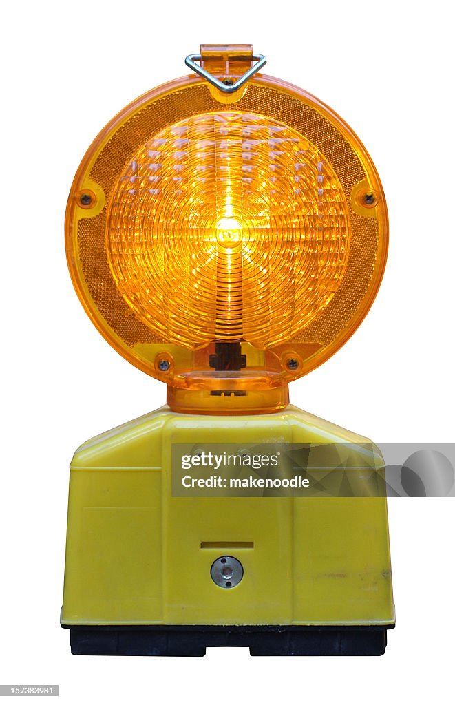 Flashing Roadside Light isolated with clip path