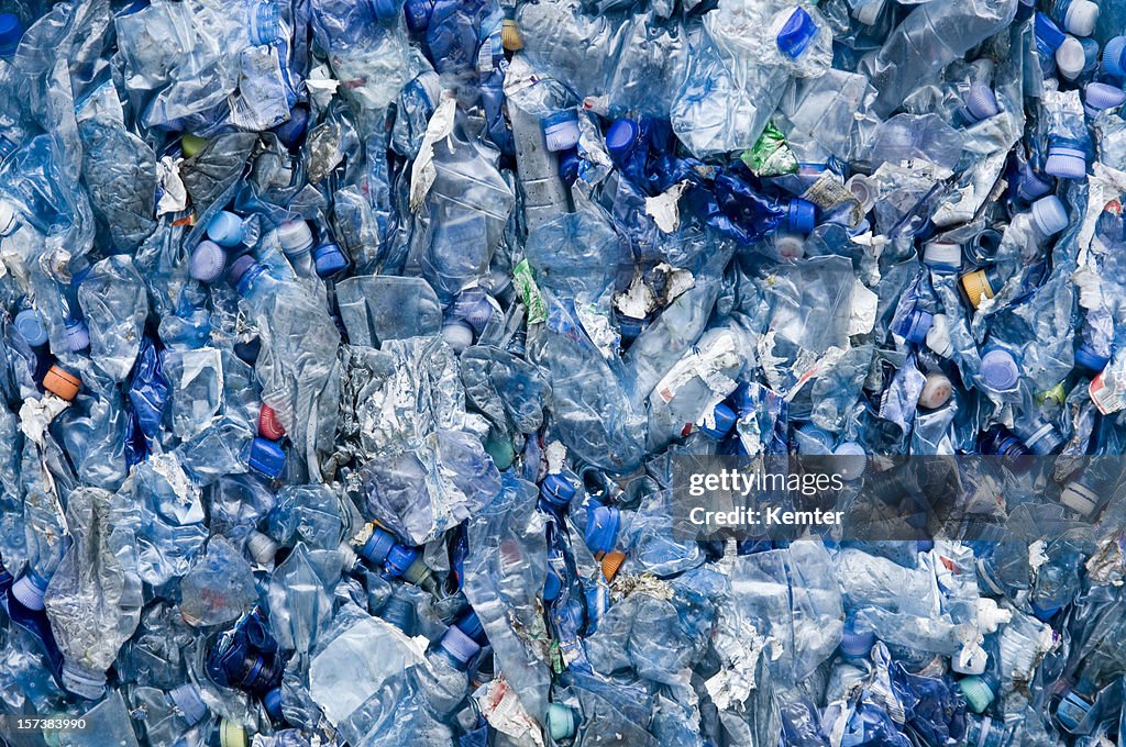 Blue plastic garbage