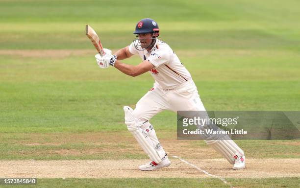 Alastair Cook of Essex bats during the LV= Insurance County Championship Division 1 match between Hampshire and Essex at Ageas Bowl on July 27, 2023...