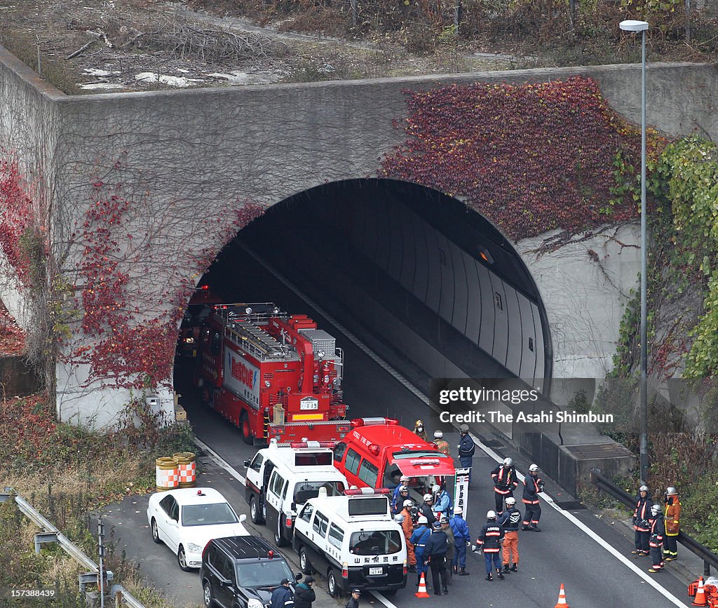 Rescue Work Continues Collapsed Tunnel On Busy Highway