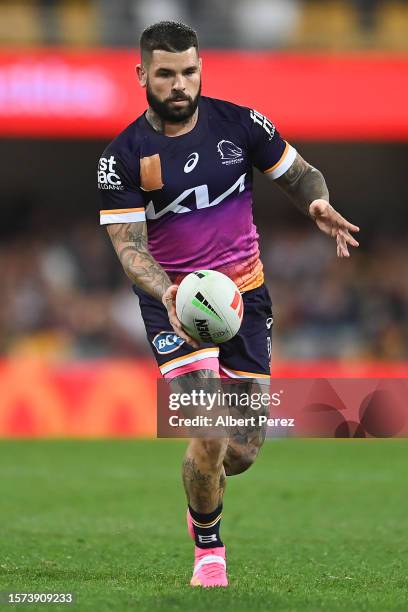 Adam Reynolds of the Broncos in action during the round 22 NRL match between Brisbane Broncos and Sydney Roosters at The Gabba on July 27, 2023 in...