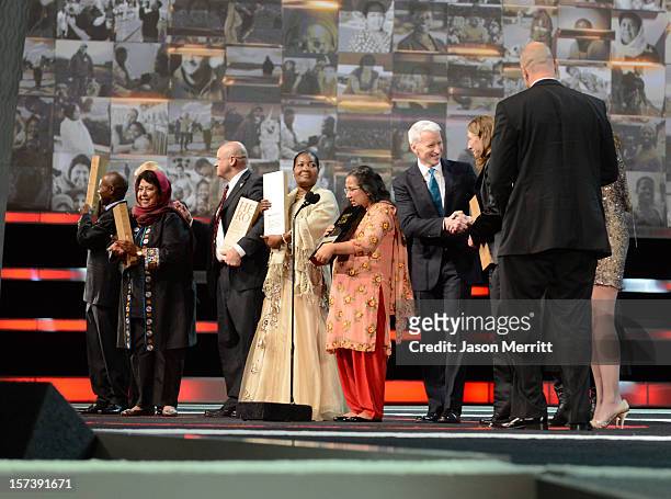 Heroes of 2012 Honorees Thulani Madondo, Razia Jan, Leo McCarthey, Malya Villard-Appolon, Hero of the Year Pushpa Basnet, Host Anderson Cooper, Mary...