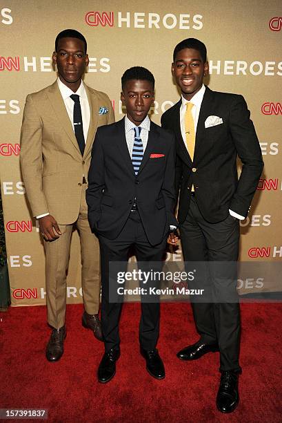 Actor Kofi Siriboe, actor Kwesi Boakye and actor Kwame Boateng attend the CNN Heroes: An All Star Tribute at The Shrine Auditorium on December 2,...