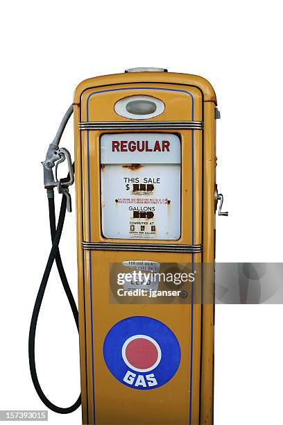 antique yellow gas pump - run down gas station stock pictures, royalty-free photos & images