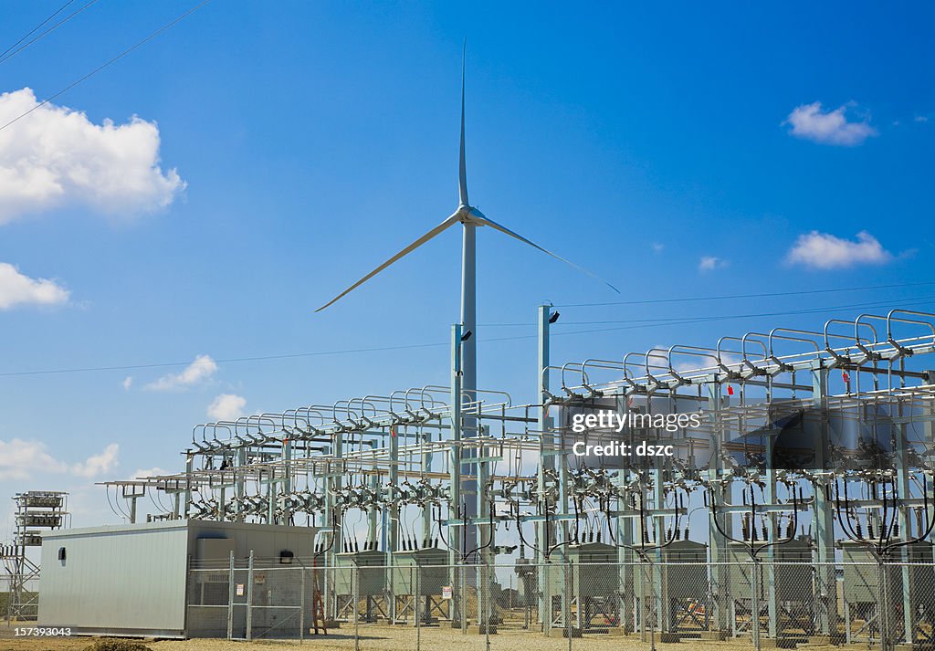 Wind turbine and power collection grid substation