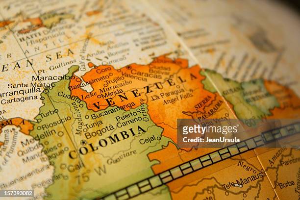map of colombia and venezuela - venezuela stockfoto's en -beelden