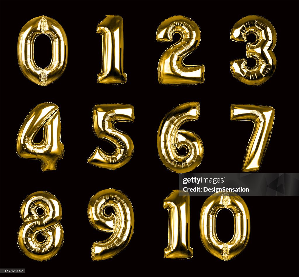 Globo de Oro números 1-10 (clipping paths (Bordes de corte), XXL