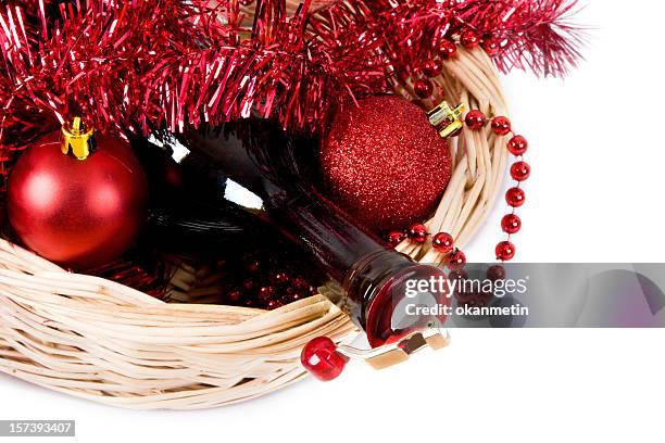 christmas gift basket - gift hamper stock pictures, royalty-free photos & images