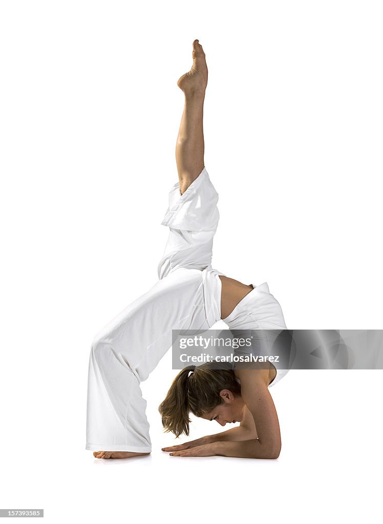 Practicing Yoga w/Clipping Path