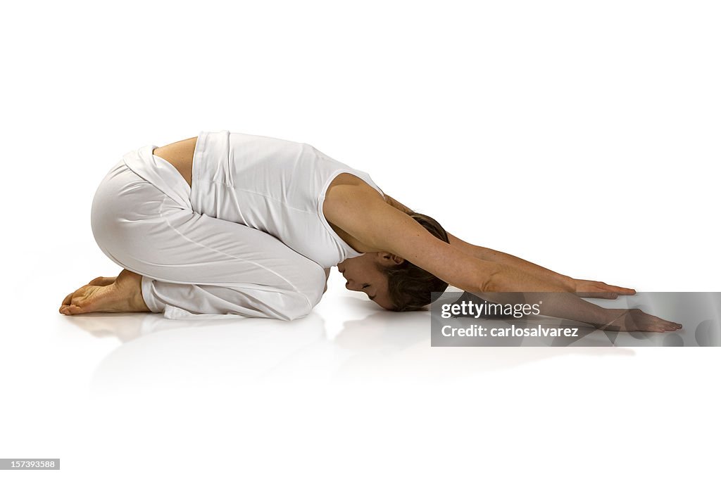 Practicing Yoga w/Clipping Path