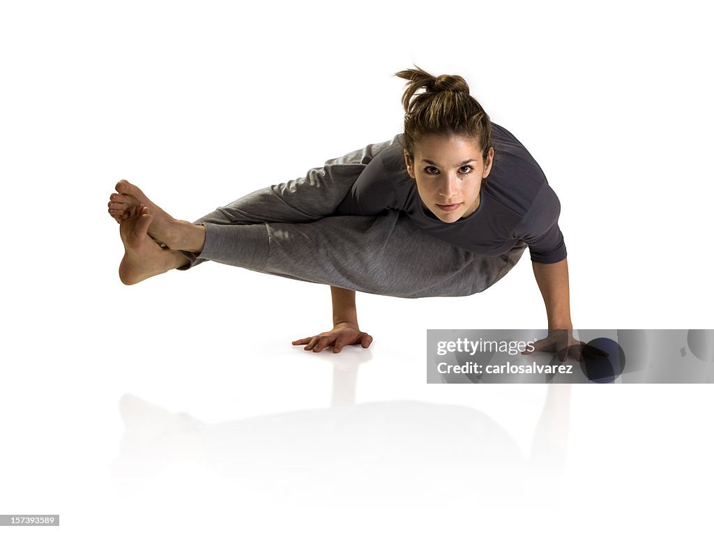 Practicing Yoga w/Clipping Path