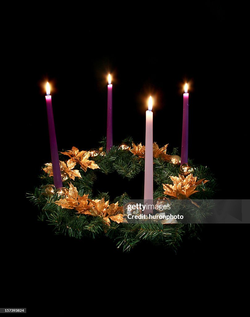 Advent wreath on black