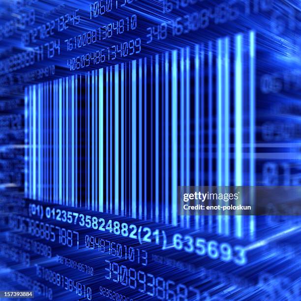 a blue barcode on a blue background - shipping ahead of export figures stock pictures, royalty-free photos & images
