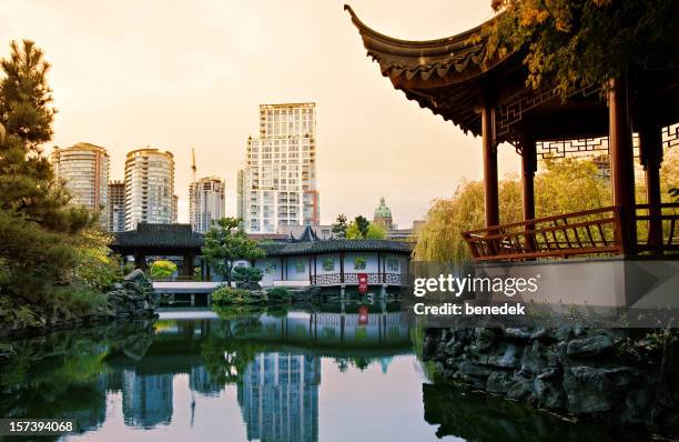 jardín chino de vancouver - classical chinese garden fotografías e imágenes de stock