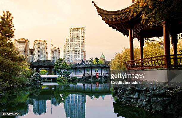 chinese garden vancouver - oriental garden stock pictures, royalty-free photos & images