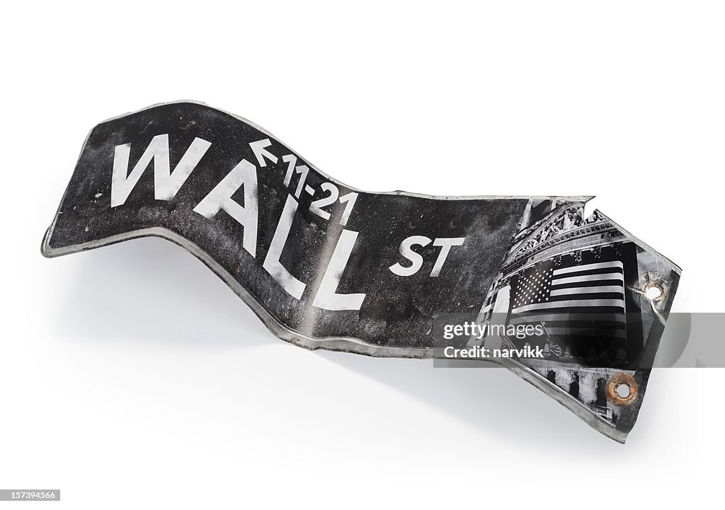 Broken Wall Street Sign