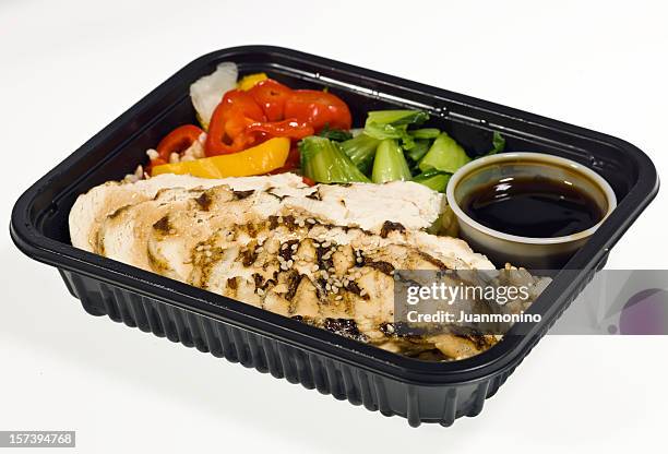 grilled chicken teriyaki dinner - gemaksvoedsel stockfoto's en -beelden