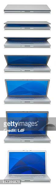 aluminium laptop closing - laptop close up stock pictures, royalty-free photos & images